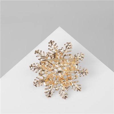 Брошь «Снежинка» роскошная, цвет белый в золоте