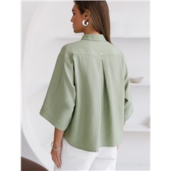 Блузка с широкими рукавами 3/4 из плотного лиоцелла