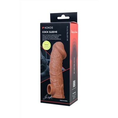 Телесная насадка на фаллос с фиксацией мошонки Cock Sleeve 001 Size M - 15,6 см.