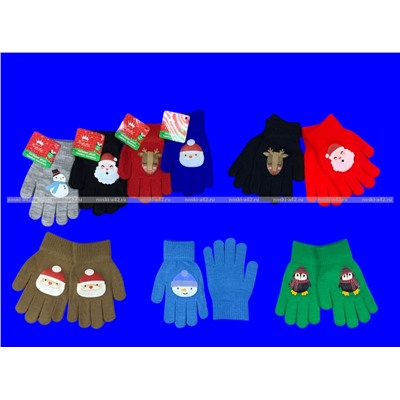 Перчатки детские с начесом НОВОГОДНИЕ арт. 5157