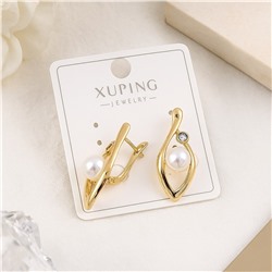 Серьги коллекция "Xuping" покрытие позолота, вставка: фианиты и искусственный жемчуг, арт.004.102