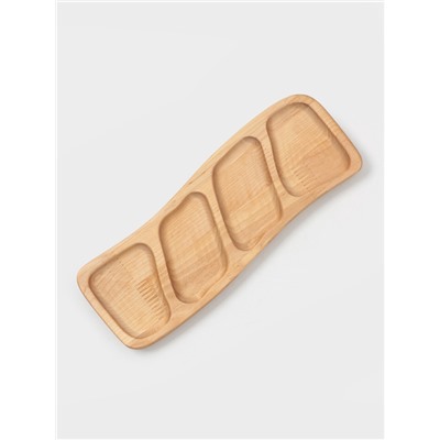 Менажница прямоугольная Доляна, 30×10×1.8 см, 4 секции, дерево берёза