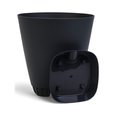 Горшок для цветов «Гранд», 8 л, d=24 см, h=25 см, пластиковый, с прикорневым поливом, графитовый