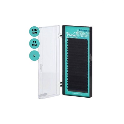 Vivienne Ресницы для наращивания / Elite, D, 11, 0.07 мм, 20 линий, синтетическое волокно, черный KRISTALLER, 1106959