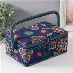 Шкатулка для рукоделия и шитья «Цветочная мозаика», хранение ниток, иголок, мелочи, 24×16×11 см
