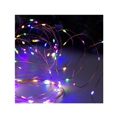 Гирлянда «Нить» 10 м роса, IP20, медная нить, 100 LED, свечение мульти, 12 В
