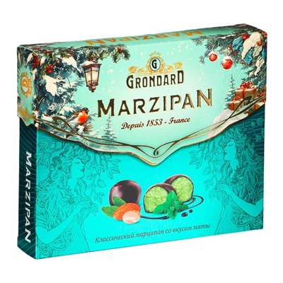 Конфеты подарочные новогодние глазированные марципановые, мятные, 126 г