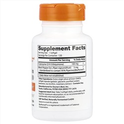 Doctor's Best, коэнзим Q10 с высокой степенью всасывания с BioPerine, 100 мг, 120 капсул