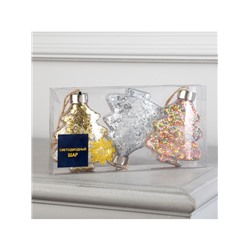 Набор ёлочных шаров «Ёлочки», 3 шт., 1 LED, от батареек, свечение тёплое белое, RGB, белое