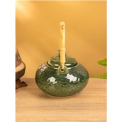 Набор чайный «Флора», чайник, 2 кружки, 25×21×17 см, керамика, зелёный