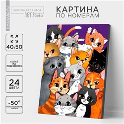 Картина по номерам на холсте с подрамником «Множество котиков», 40×50 см