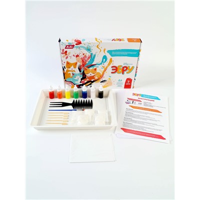 Набор для рисования на воде эбру, 7 цветов, А4