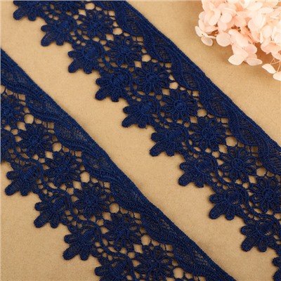 Кружево гипюровое, 65 мм, 6.8±0.5 м, тёмно-синее