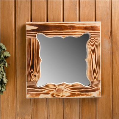 Зеркало резное «Бабочка», сосна, обожжённое, 40×40 см, ромб