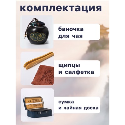 Набор для чайной церемонии ДЖЕКИЧАЙ «Кадзуно», 11 предметов, на 6 персон, чашка 50 мл, чайник 285 мл, керамика, чёрный