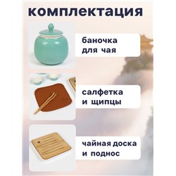 Набор для чайной церемонии «Огаки», 9 предметов, на 4 персоны, чашка 40 мл, чайник 200 мл, керамика, бирюзовый