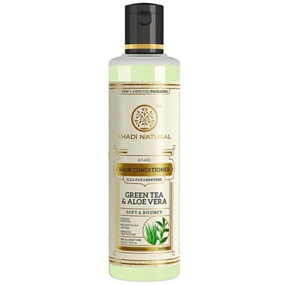 Khadi Natural Кондиционер для волос "Зеленый чай + Алоэвера" (без парабенов и СЛС) 210 мл