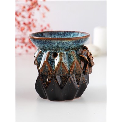 Аромалампа для эфирных масел «Узоры и рельеф», керамика, коричневая, 8×8×8.4 см