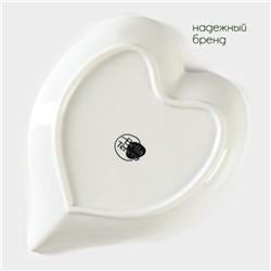 Маслёнка BellaTenero «Эстет. Сердце», 17×12.5×8 см, на бамбуковой подставке, фарфор, белая