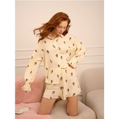 Женская пижама (Рубашка+Шорты)