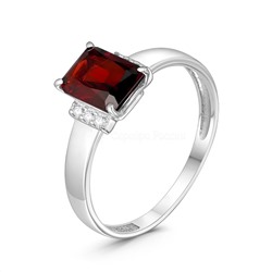 Серьги из серебра с гранатом и фианитами родированные 925 пробы СА-081р404