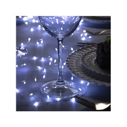 Гирлянда «Мишура» 2 м роса, IP20, серебристая нить, 100 LED, свечение белое, USB