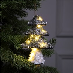 Светодиодная фигура из мишуры «Елочка серебристая» 17×13 см, 10 LED, батарейки AG10×3 (в комплекте), свечение тёплое белое