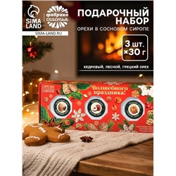 Подарочный набор новогодний «Волшебных праздников», орехи в сосновом сиропе, 90 г (3 шт.×30 г)