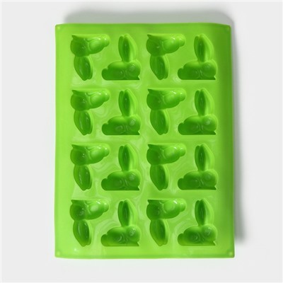 Форма для шоколада Доляна «Кролик», силикон, 30×23 см, 16 ячеек, МИКС