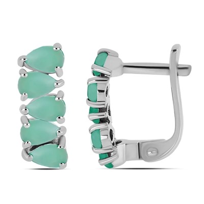 Серьги, изумруд берилл, Пандора