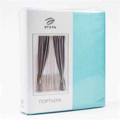 Штора портьерная «Этель» ширина 135 см, высота 260 см, цвет бирюзовый, глянцевая