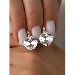 Кольцо из серебра с кристаллом Swarovski родированное 925 пробы кл-017-001