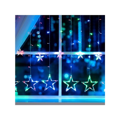 Гирлянда «Бахрома» 2.4×0.9 м с насадками «Звёзды», IP20, прозрачная нить, 138 LED, свечение мульти, 8 режимов, 220 В