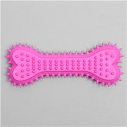 Игрушка жевательная литая «Кость с шипами», 15×6×2.5 см, розовая