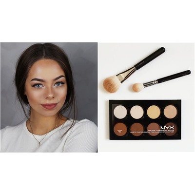 Палетка сухих корректоров + хайлайтеры NYX, 8 цветов
