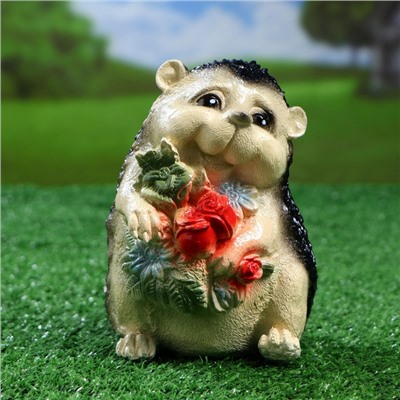 Садовая фигура из гипса «Ежик с цветами», 15×11×12 см