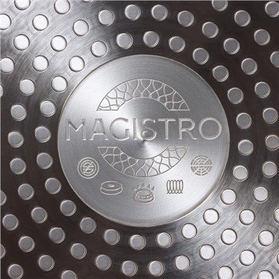 Сковорода-гриль Magistro Flame, 28×28 см, кованый алюминий, квадратная, антипригарное покрытие, индукция, чёрная