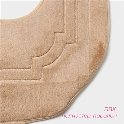 Коврики для ванной и туалета Доляна «Гранж», 2 шт., 40×50 см, 50×80 см, бежевые