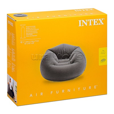 Надувное кресло "Beanless Bag" 114х114х71см, серое, 100кг