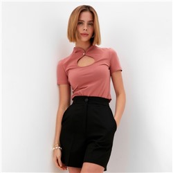 Футболка женская с вырезом MINAKU: Basic line, цвет пыльная роза, размер 44