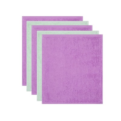 Махровые полотенца «Этель» Summer, 30×30 см - 5 шт., хлопок 100%