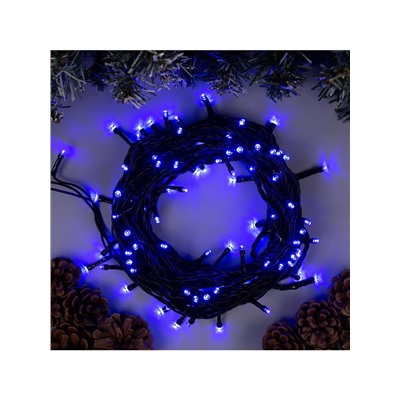 Гирлянда «Нить» 10 м, IP44, тёмная нить, 100 LED, свечение синее, 8 режимов, 220 В