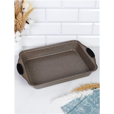 Противень 39,5х26х5,4 см Мрамор с силиконовыми ручками/ RSD-933 /уп 30/ 0.52/