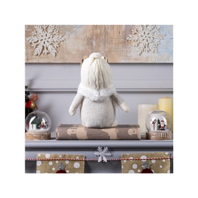 Светодиодная фигура «Гном белый» 20×24×10 см, текстиль, батарейки AG10×3 (в комплекте), свечение тёплое белое