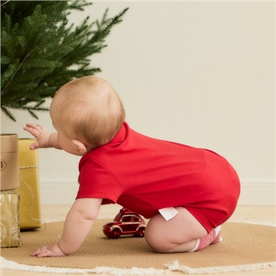 Боди детское «Крошка Я. Новогодние медвежата», рост 68-74 см, красное