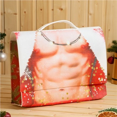 Набор для бани с принтом «Горячий мужчина», 5 предметов: портфель, шапка, рукавица, тапочки, коврик, «Банная забава»