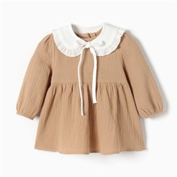 Платье для девочки с воротничком «Крошка Я. Муслин», рост 92-98 см, бежевое