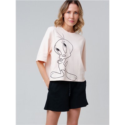 Комплект трикотажный для женщин: фуфайка (футболка), шорты