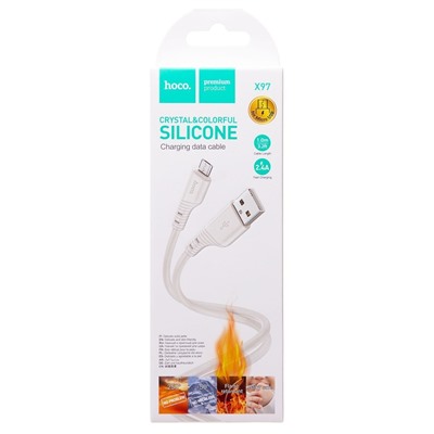 Кабель USB - micro USB Hoco X97 Crystal 12W 100см 2,4A  (white)