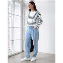 Лонгслив в полоску из премиального хлопка с эластаном